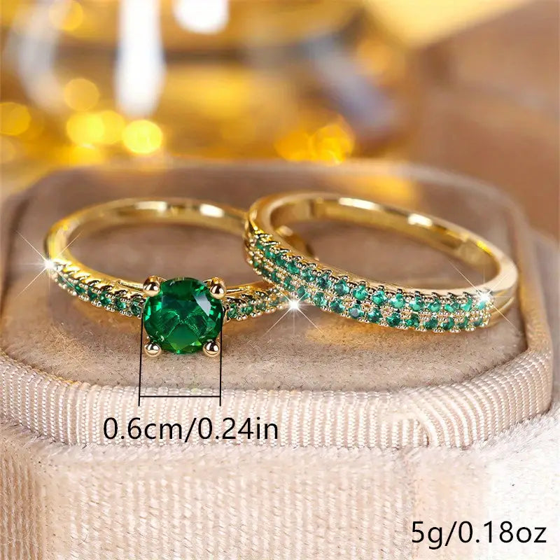 Smaragd Duo Ring Guldset