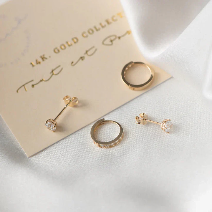 Chic Dara Brillane Gold Stone Earring Set