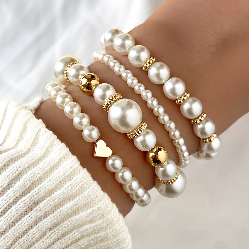 Elegant armbandsset med pärlhjärta