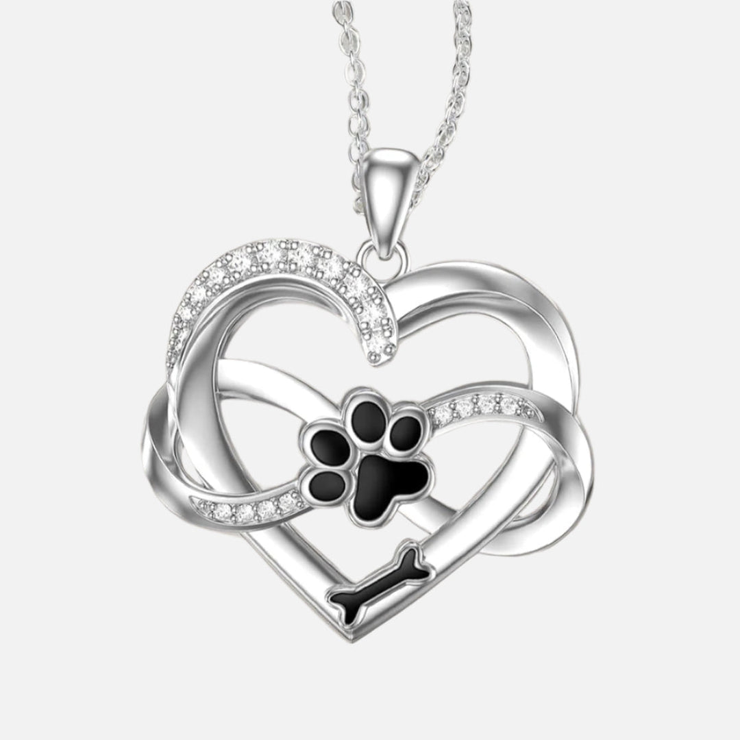 Infinity Hjärta & Tass Halsband i 925 Sterling Silver med Zirkonia Stenar