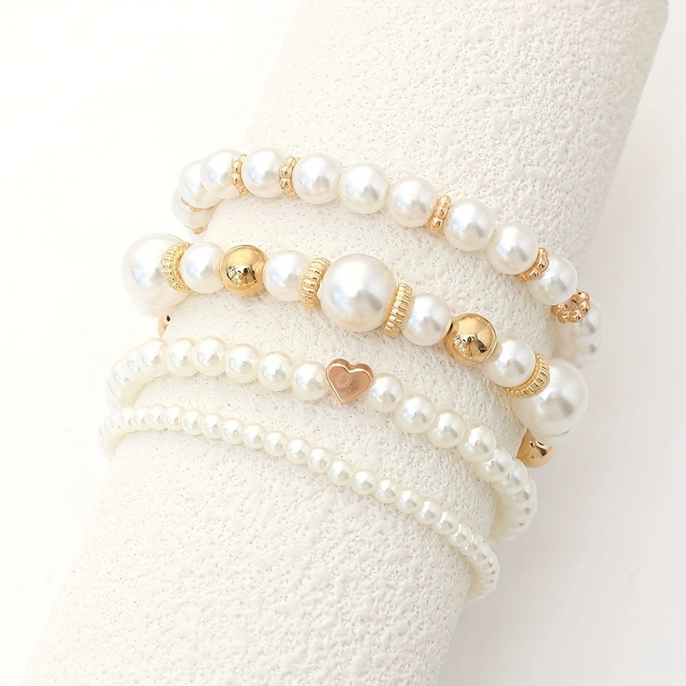 Elegant armbandsset med pärlhjärta