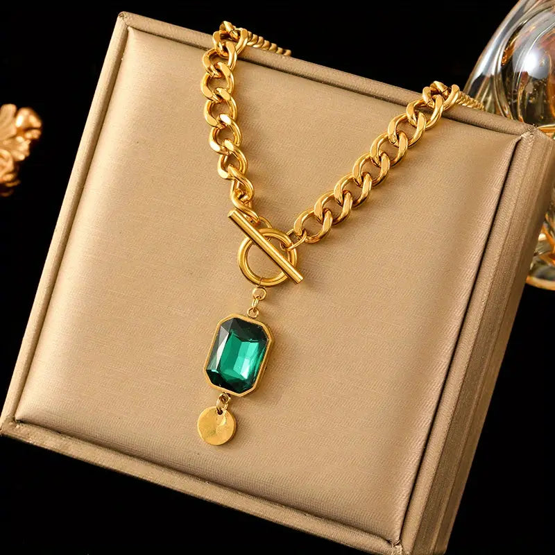 Halsband med smaragdguldhänge
