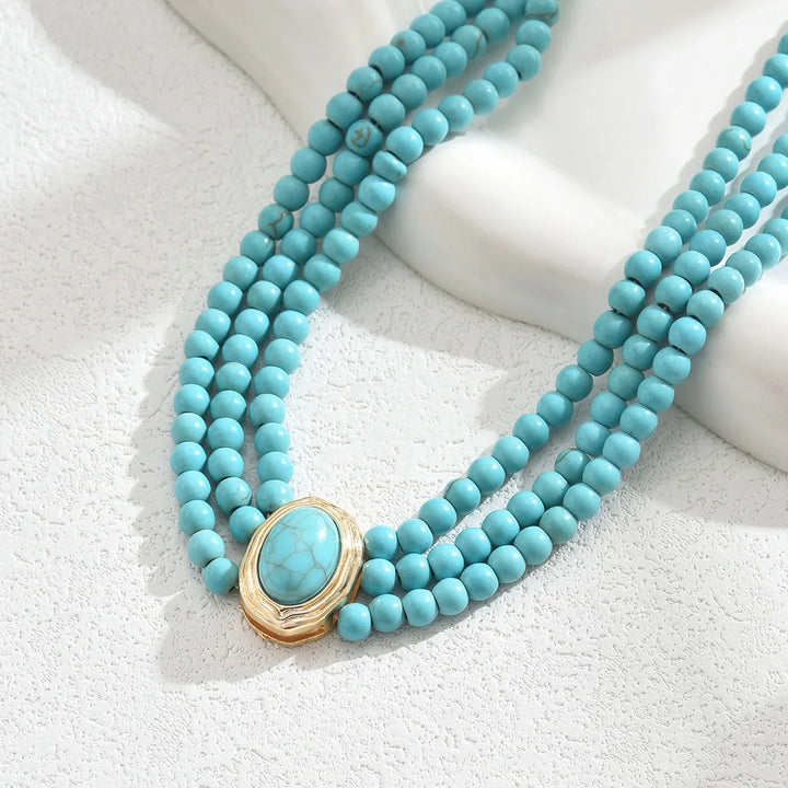 Elegant Vintage Turkos Pärlhalsband