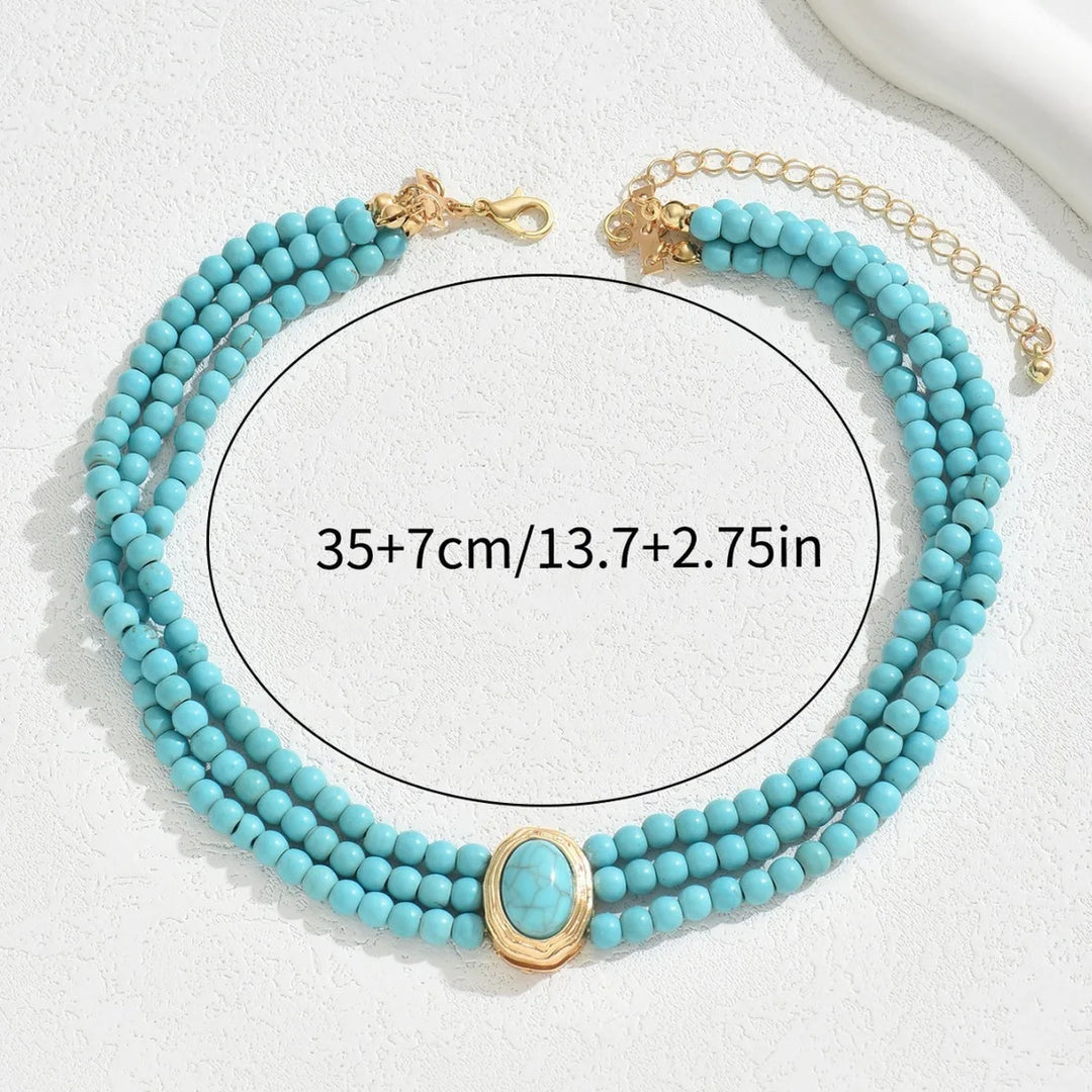 Elegant Vintage Turkos Pärlhalsband