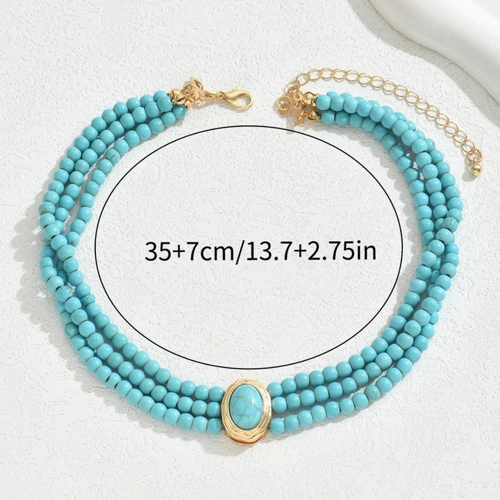 Elegant Vintage Turkos Pärlhalsband