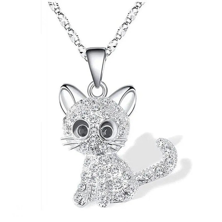 Silver Baby Katt Halsband med Färgglada Zirkonia