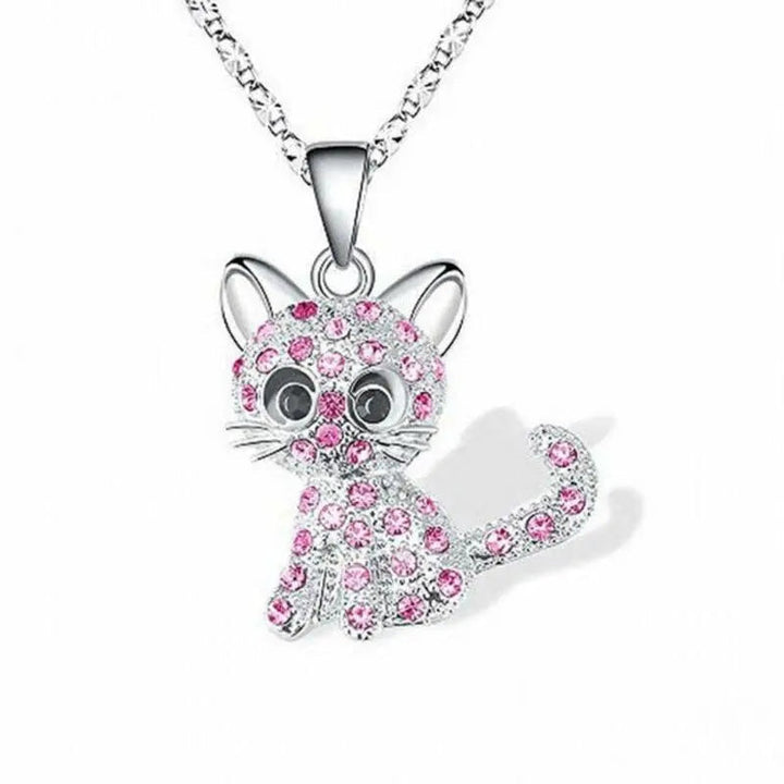 Silver Baby Katt Halsband med Färgglada Zirkonia