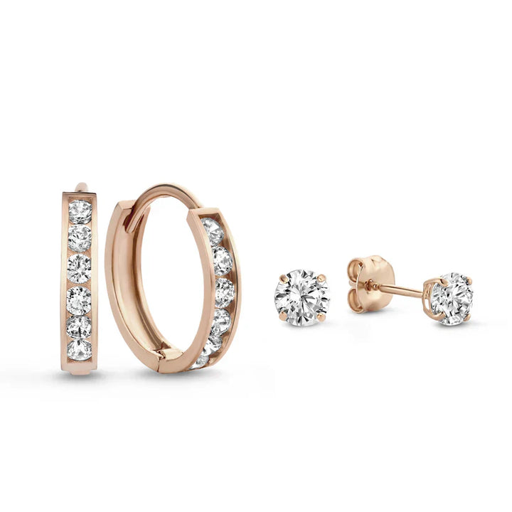 Chic Dara Brillane Gold Stone Earring Set
