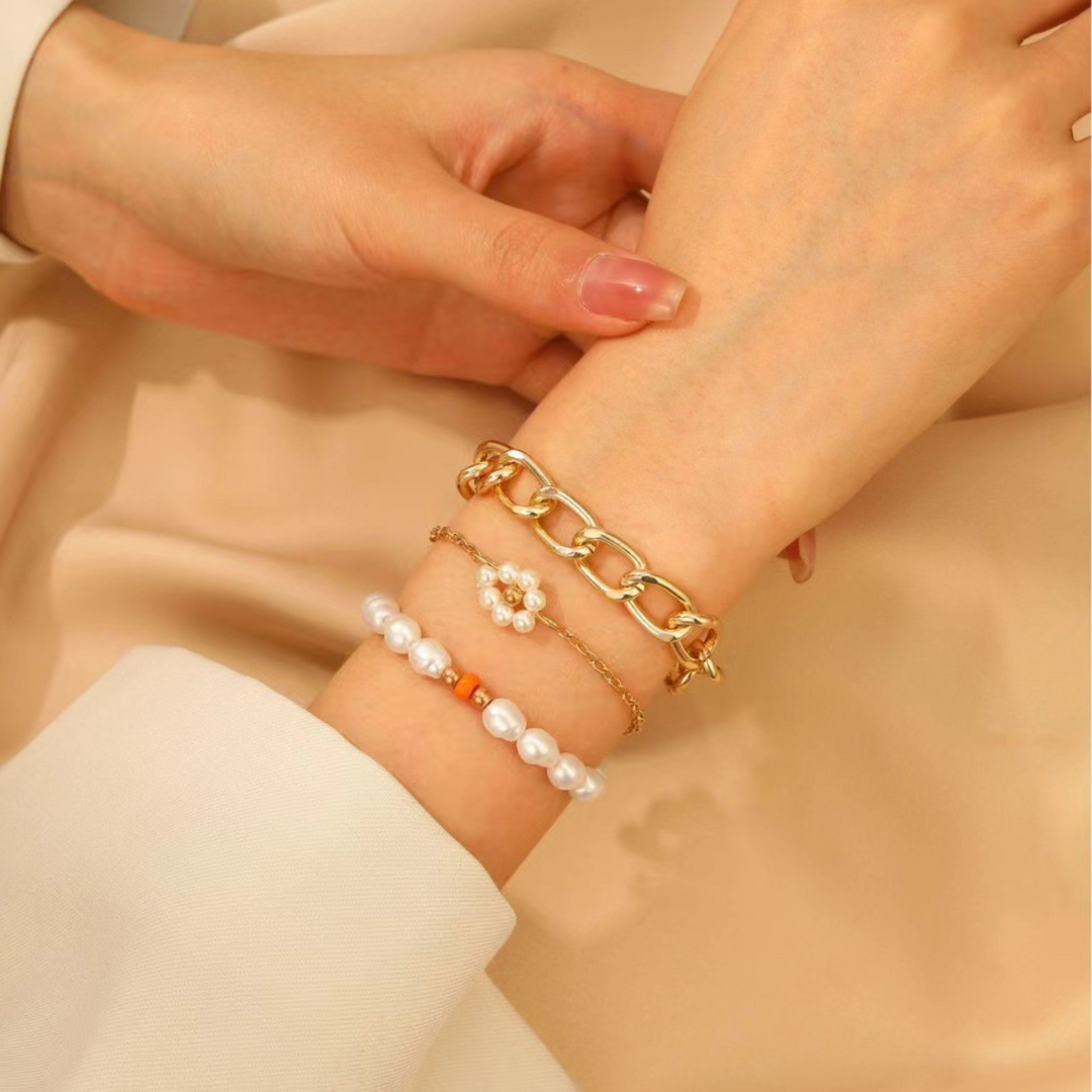 Set med armband med prästkragepärlor
