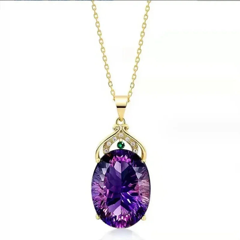 Elegant Halsband med Kristall- och Opalhängare