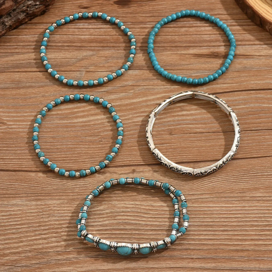 Bohemiskt armband med turkosa pärlor