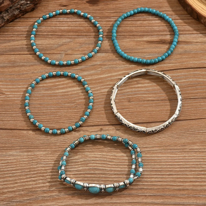 Bohemiskt armband med turkosa pärlor