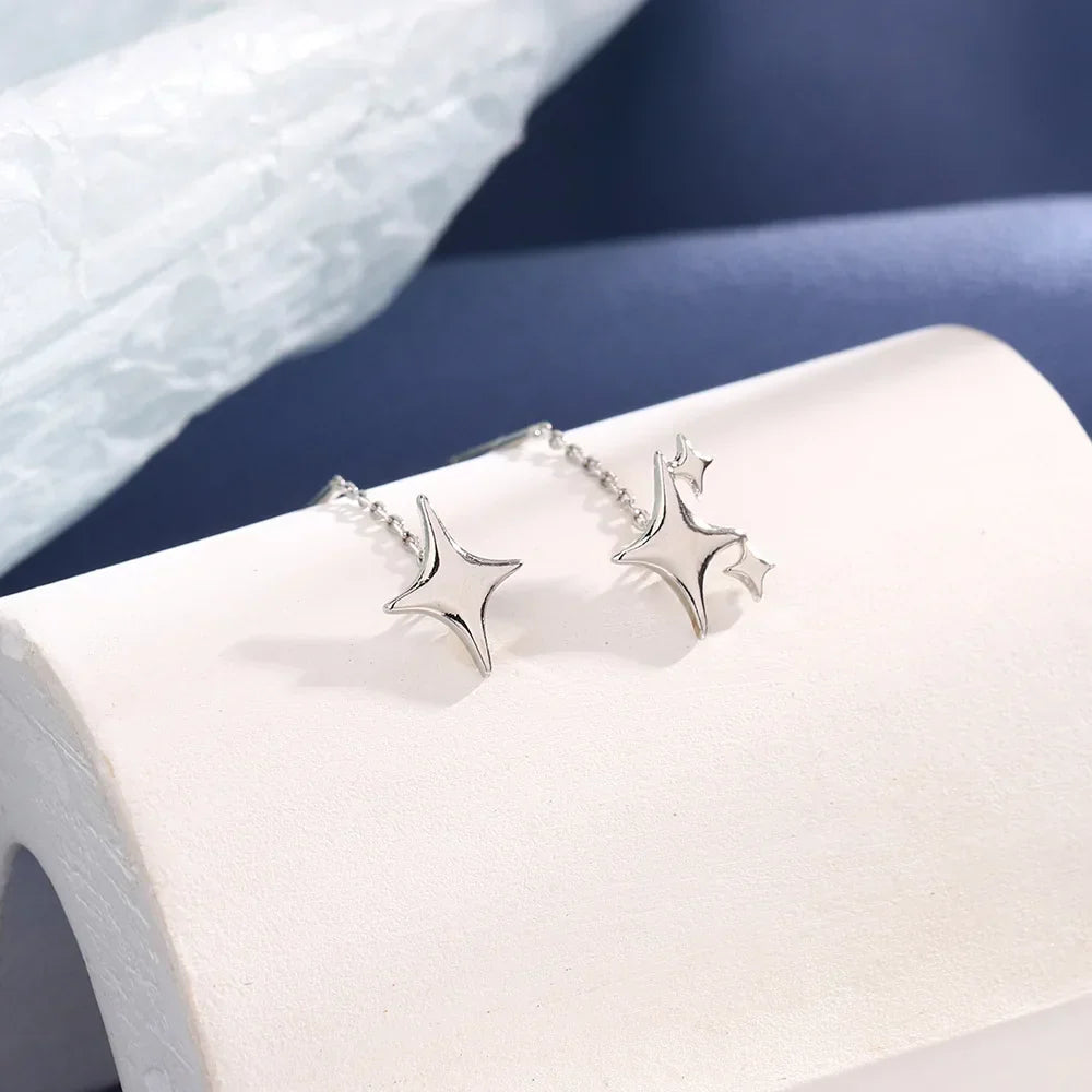 Sterling silver stjärnlänkade örhängen
