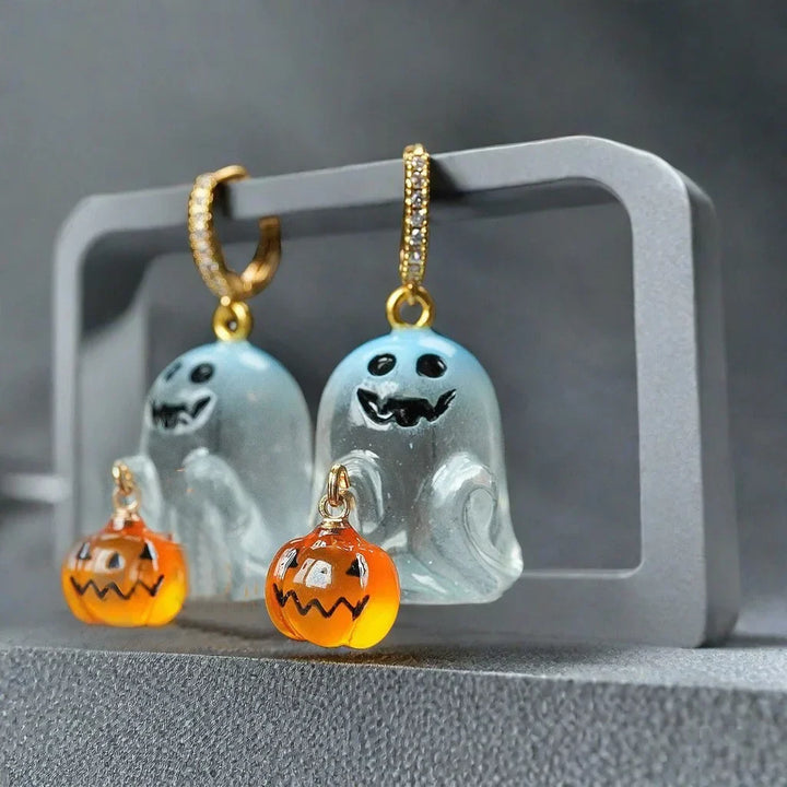 Halloween Spöke och Pumpa Hängande Örhängen