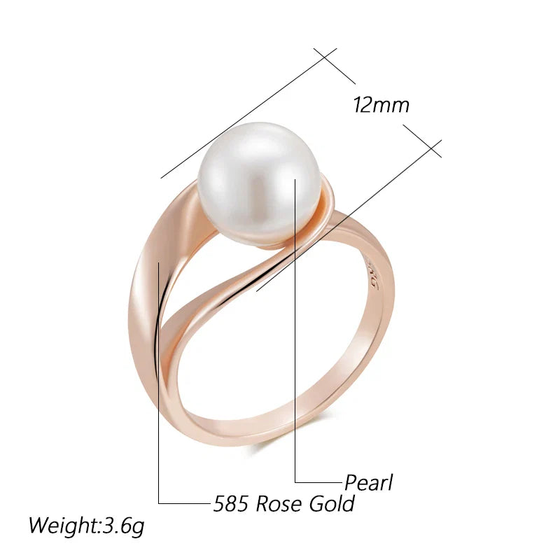 Exklusiv geometrisk ring i roséguld med pärlor