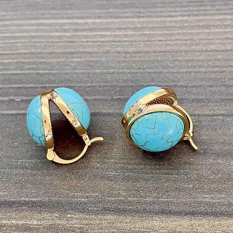 Eleganta vintage geometriska turkosa örhängen