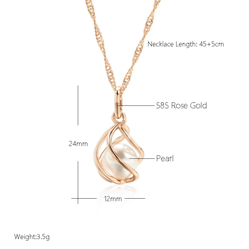 Exklusivt geometriskt pärlhalsband i roséguld