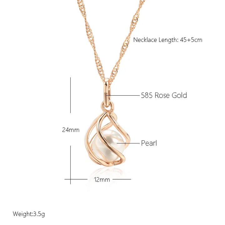 Exklusivt geometriskt pärlhalsband i roséguld