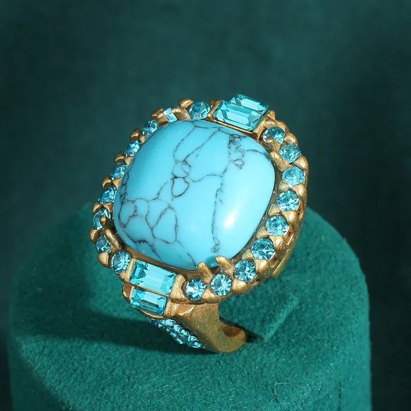 Vintage Art Deco-ring i turkosguld