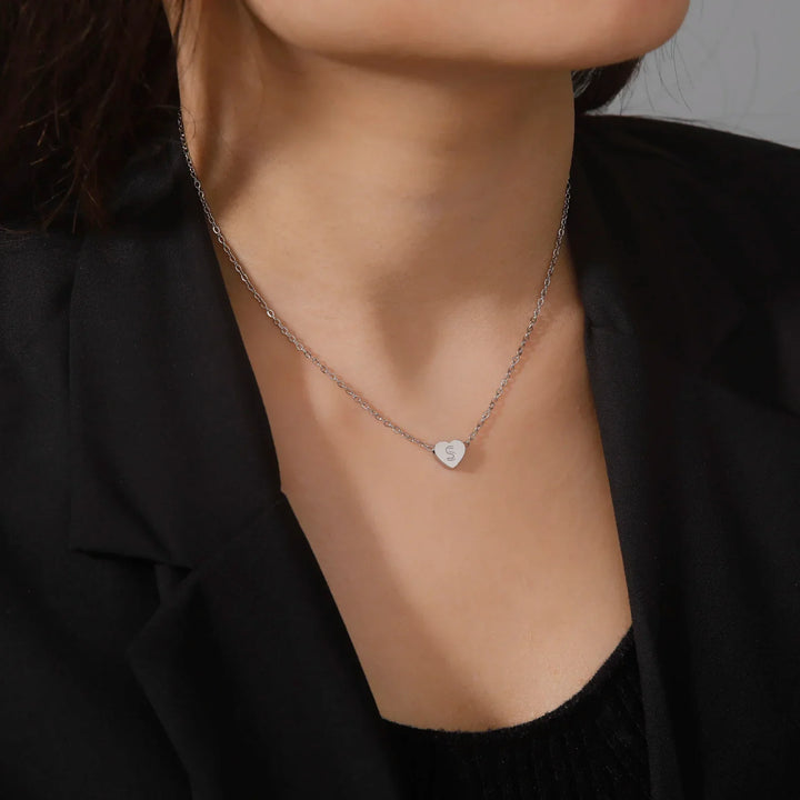 Tidlös Initial Choker Halsband med Hjärta