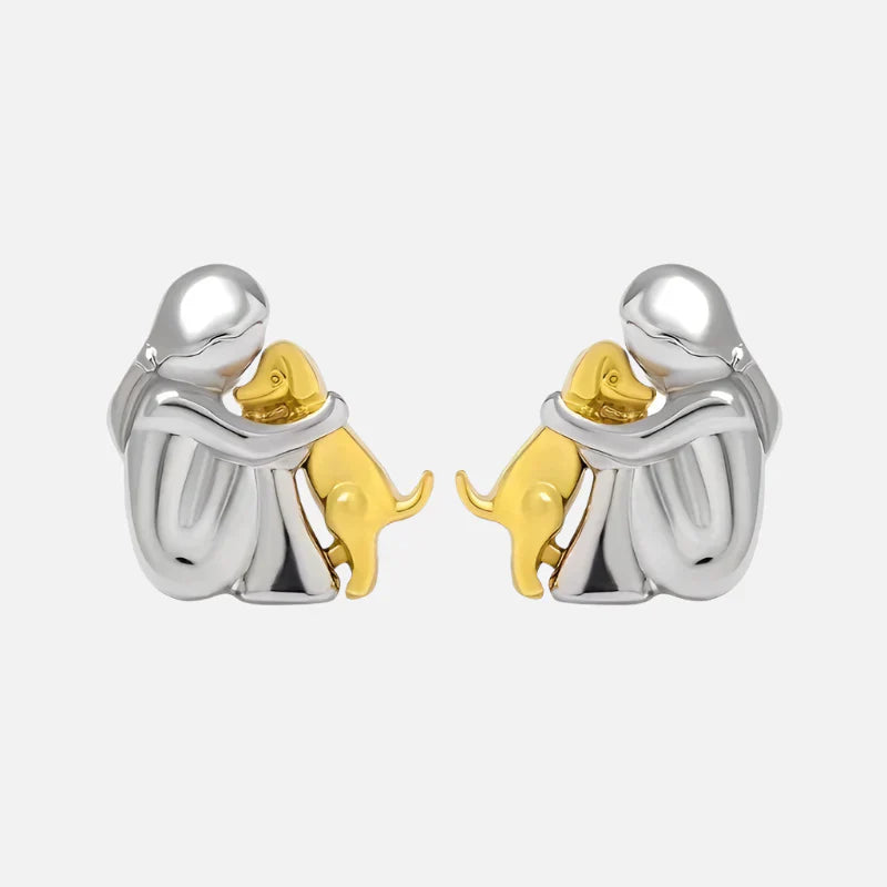 Silver- och Guld Hängande Örhängen