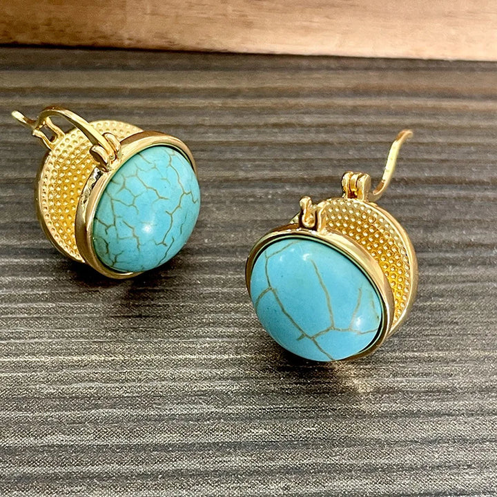 Eleganta vintage geometriska turkosa örhängen