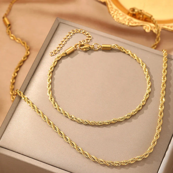 Retro vriden halsband och armband set