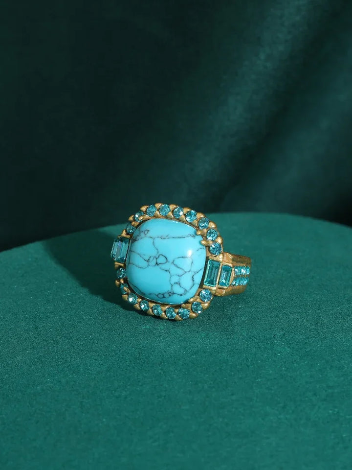 Vintage Art Deco-ring i turkosguld