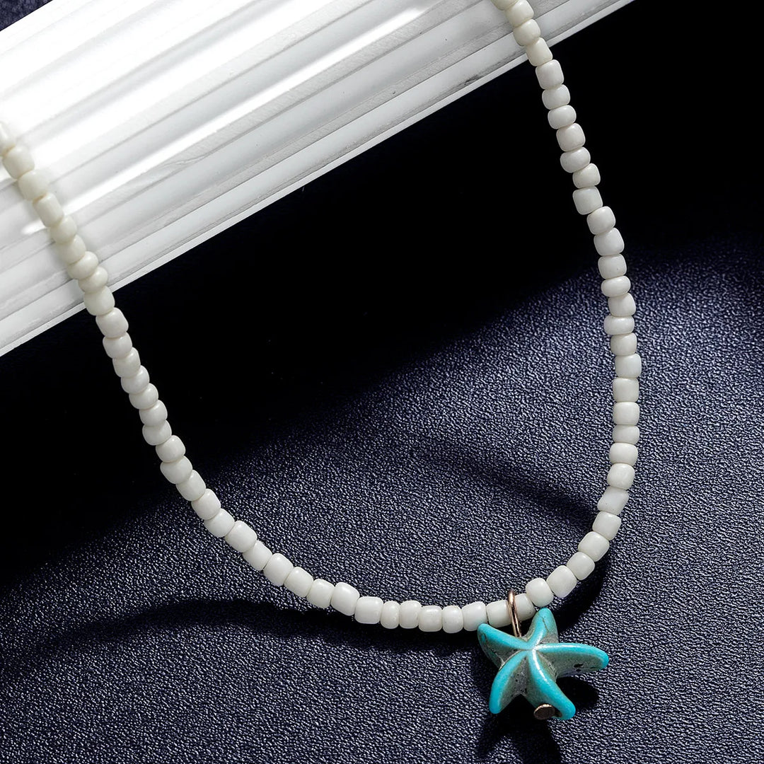 Elegant bohemiskt turkos sjöstjärnhalsband