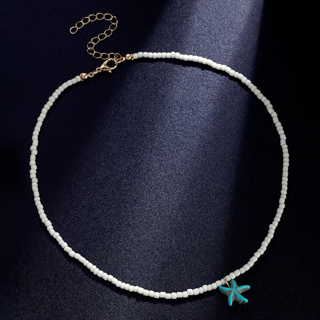 Elegant bohemiskt turkos sjöstjärnhalsband
