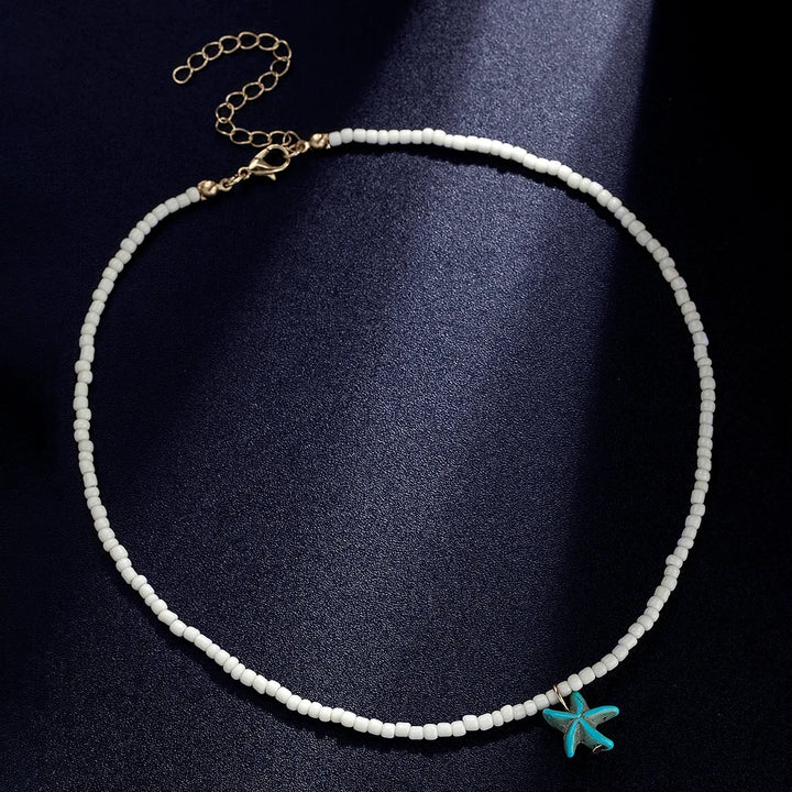 Elegant bohemiskt turkos sjöstjärnhalsband