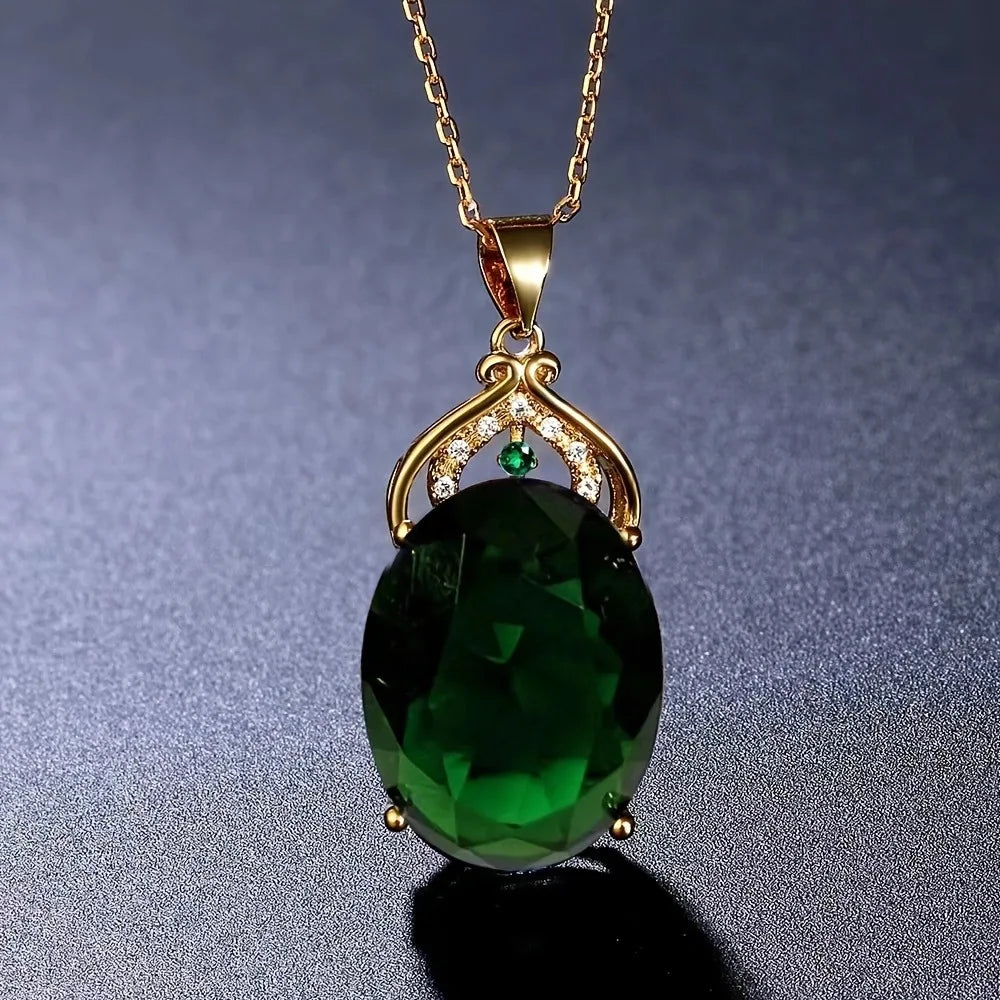 Elegant Halsband med Kristall- och Opalhängare