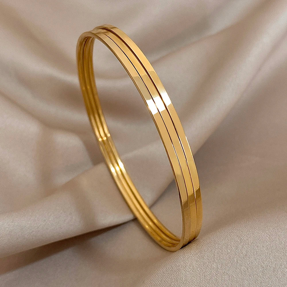 Elegant Guld Rostfritt Stål Armband Set