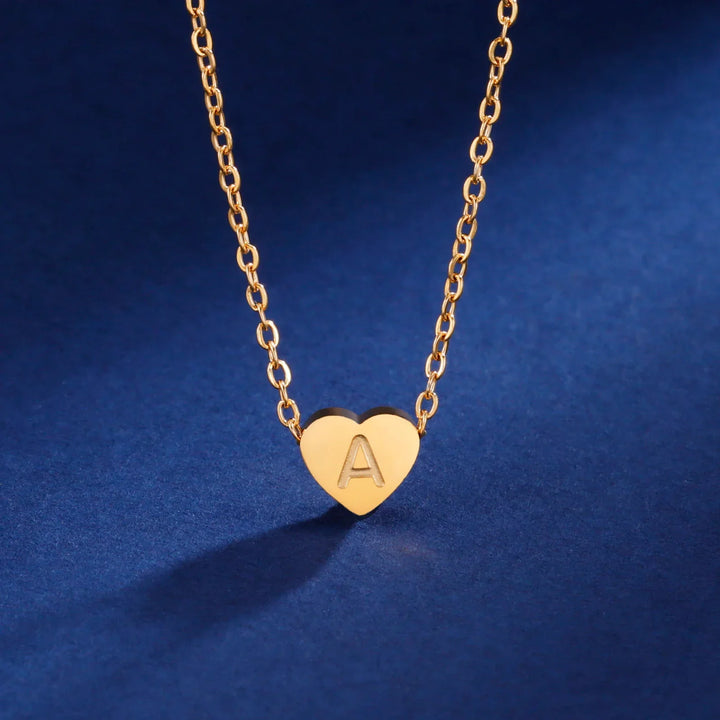 Tidlös Initial Choker Halsband med Hjärta