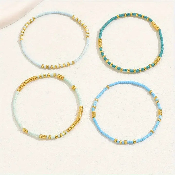 Chic Bohemian Turkos Pärlarmband Set
