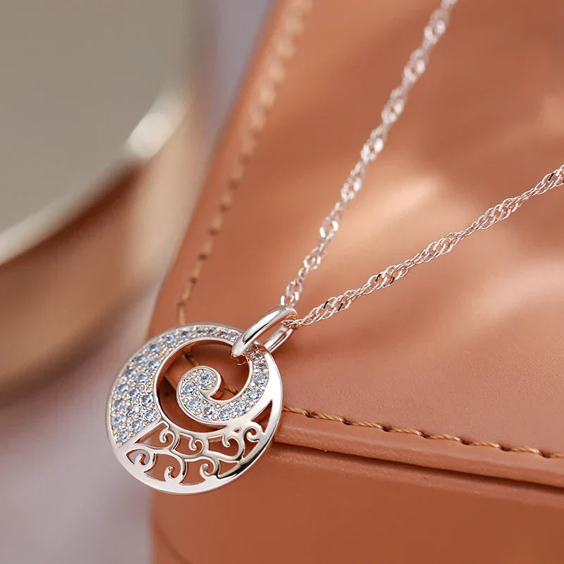 Elegant roséguld kristallblommans halsband