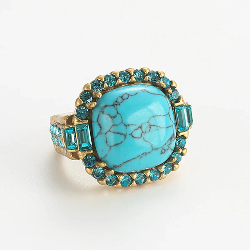 Vintage Art Deco-ring i turkosguld