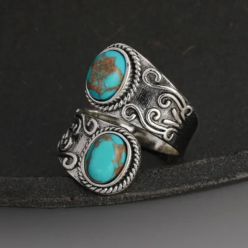 Elegant vintage turkos korsbandsring