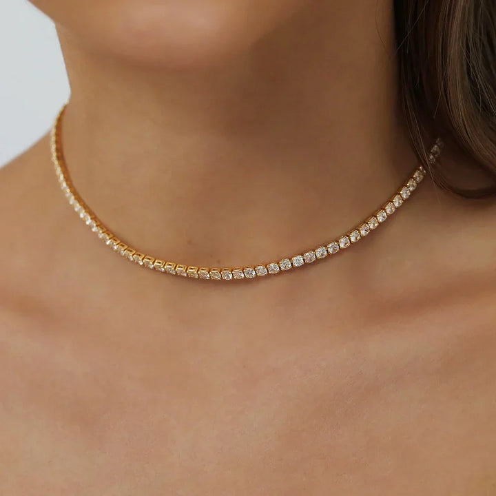 Exklusivt Moissanite Tennis Halsband i Guld