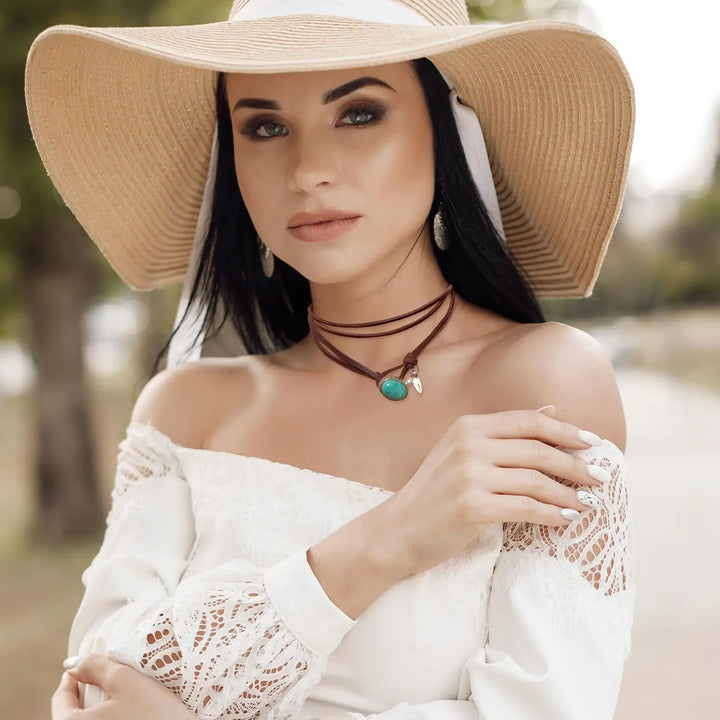 Vintage Bohemiskt Turkos Hänge Halsband