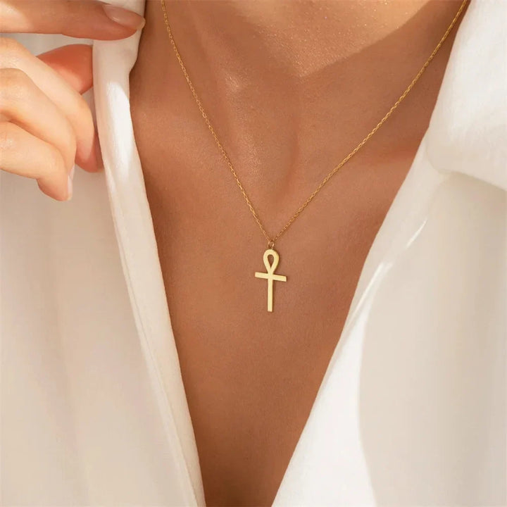 Goldenes Ankh Anhänger-Halsband