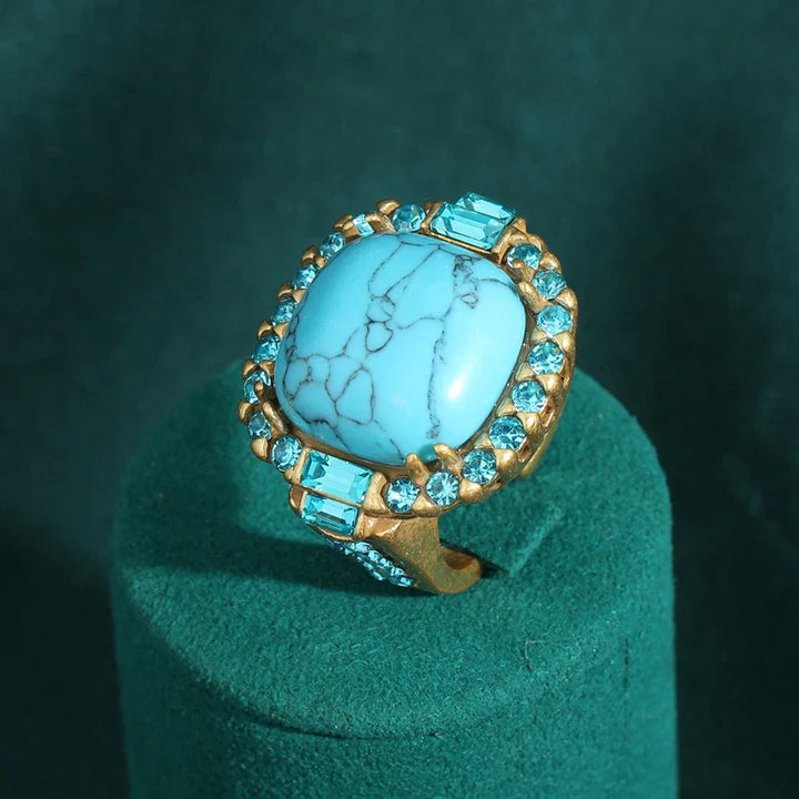 Vintage Art Deco-ring i turkosguld