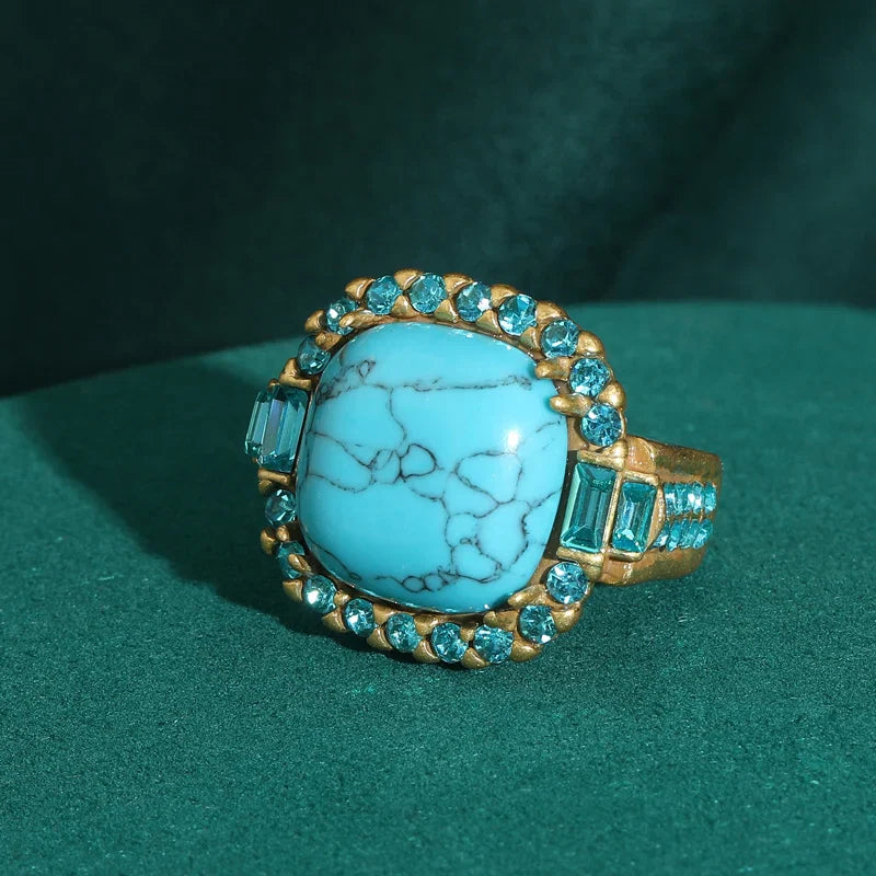 Vintage Art Deco-ring i turkosguld