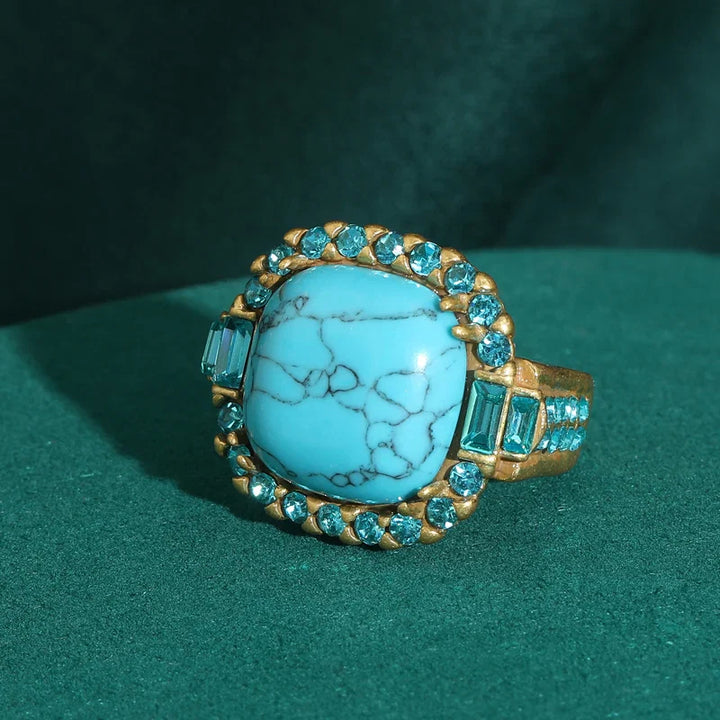 Vintage Art Deco-ring i turkosguld