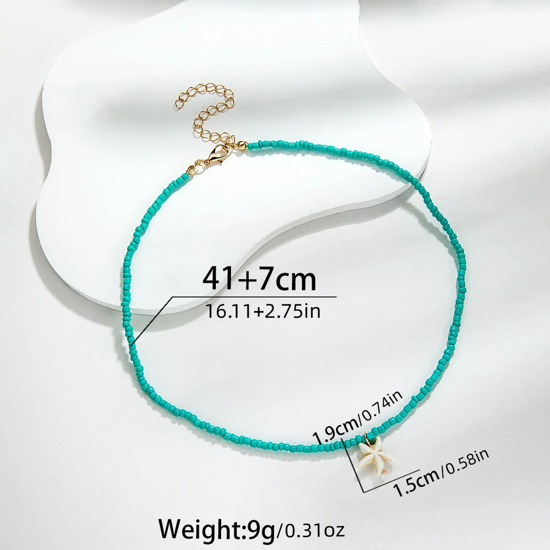Elegant bohemiskt turkos sjöstjärnhalsband