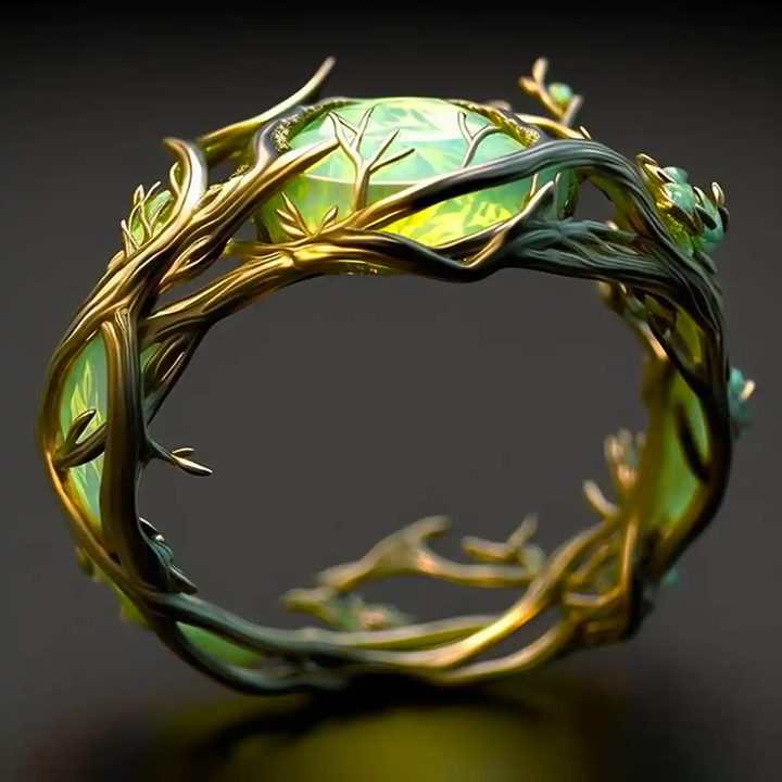 Ring med grön opal i naturdesign