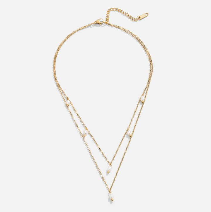 Flerlagigt Halsband med Pärldroppar